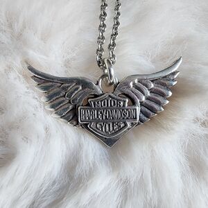 Harley-Davidson Stetling Silver Winged Emblem Necklace